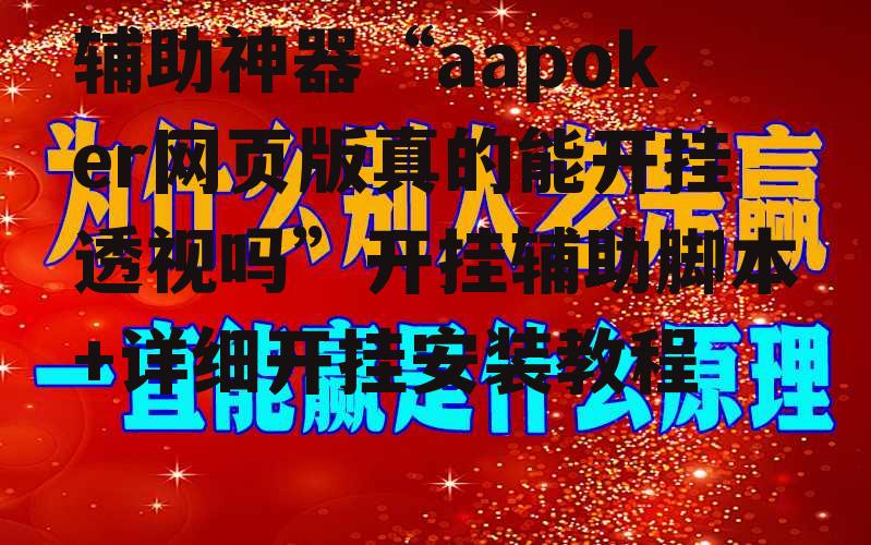 辅助神器“aapoker网页版真的能开挂透视吗”开挂辅助脚本+详细开挂安装教程 p2
