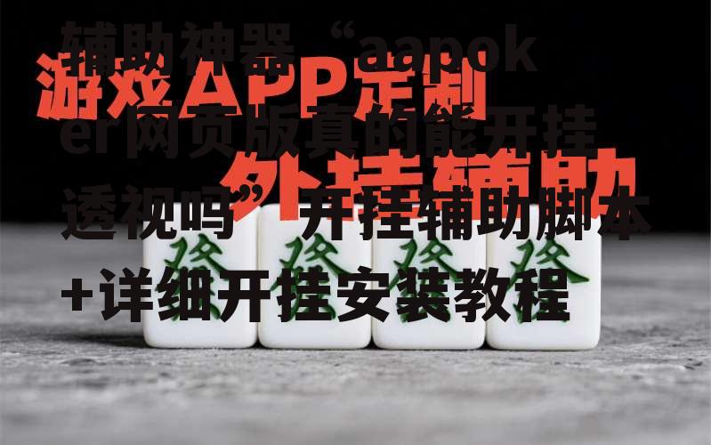 辅助神器“aapoker网页版真的能开挂透视吗”开挂辅助脚本+详细开挂安装教程 p3