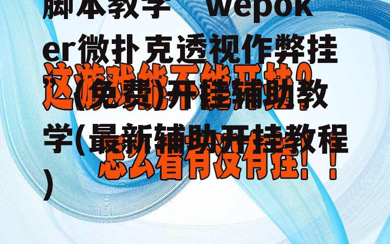脚本教学“wepoker微扑克透视作弊挂”(免费)开挂辅助教学(最新辅助开挂教程) p3