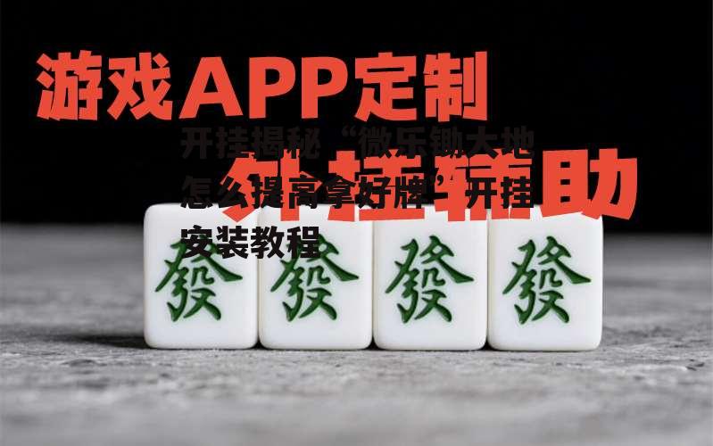 开挂揭秘“微乐锄大地怎么提高拿好牌”开挂安装教程 p1