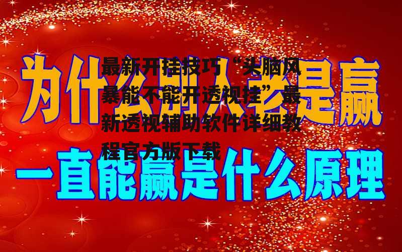 最新开挂技巧“头脑风暴能不能开透视挂”最新透视辅助软件详细教程官方版下载 p1